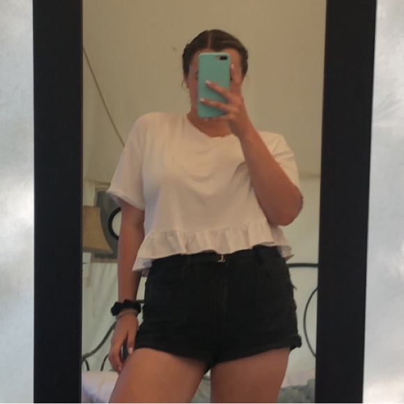 Peach Cropped Peplum T-shirt - Picture 2 of 7